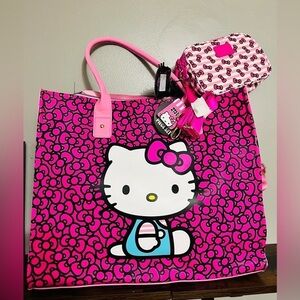 Hello Kitty Sanrio Pink Travel Tote, Crossbody & Luggage Tag 3-Piece Set | NWT